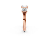 Rose gold Three-Stone Asscher Cut Brilliant Diamond Trellis Ring with Comfort Fit Band_5