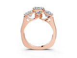 Rose gold Three-Stone Asscher Cut Brilliant Diamond Trellis Ring with Comfort Fit Band_6