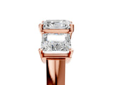 Rose gold Three-Stone Asscher Cut Brilliant Diamond Trellis Ring with Comfort Fit Band_8