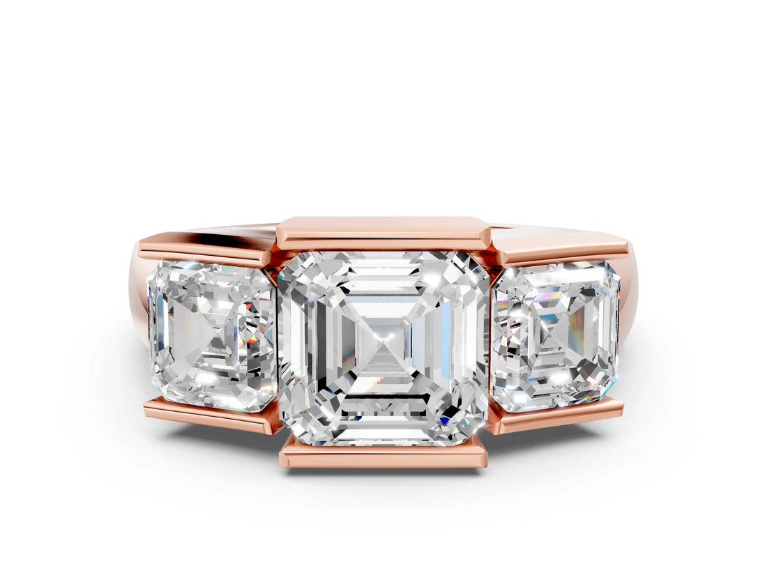 Rose gold Three Stone Asscher Cut Cut Channel Set Diamond Ring_3
