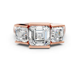 Rose gold Three Stone Asscher Cut Cut Channel Set Diamond Ring_3