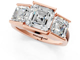 Rose gold Three Stone Asscher Cut Cut Channel Set Diamond Ring_4