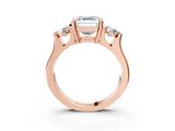 Rose gold Three-Stone Asscher Cut Cut Classic Band Prong Setting Ring_10