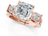 Rose gold Three-Stone Asscher Cut Cut Classic Band Prong Setting Ring_8