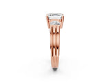 Rose gold Three-Stone Asscher Cut Cut Classic Band Prong Setting Ring_9