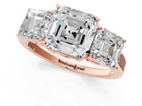 Rose gold Three-Stone Asscher Cut Cut Diamond Engagement Ring with Flat Band and Four-Prong Setting_4