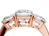 Rose gold Three-Stone Asscher Cut Cut Diamond Engagement Ring with Flat Band and Four-Prong Setting_7