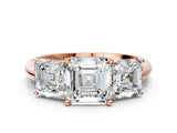 Rose gold Three-Stone Asscher Cut Cut Diamond Engagement Ring with Prong Setting on a White Gold Band_27