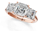 Rose gold Three-Stone Asscher Cut Cut Diamond Engagement Ring with Prong Setting on a White Gold Band_28