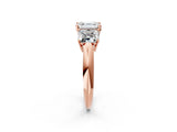 Rose gold Three-Stone Asscher Cut Cut Diamond Engagement Ring with Prong Setting on a White Gold Band_29
