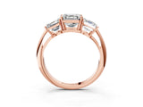 Rose gold Three-Stone Asscher Cut Cut Diamond Engagement Ring with Prong Setting on a White Gold Band_30