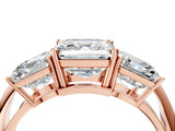 Rose gold Three-Stone Asscher Cut Cut Diamond Engagement Ring with Prong Setting on a White Gold Band_31
