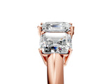 Rose gold Three-Stone Asscher Cut Cut Diamond Engagement Ring with Prong Setting on a White Gold Band_32