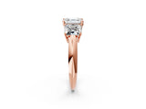 Rose gold Three-Stone Asscher Cut Cut Diamond Engagement Ring with Prong Setting on a White Gold Band_5