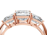 Rose gold Three-Stone Asscher Cut Cut Diamond Engagement Ring with Prong Setting on a White Gold Band_7