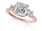 Rose gold Three-Stone Asscher Cut Cut Diamond Pavé Band with Prong Setting_16
