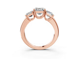 Rose gold Three-Stone Asscher Cut Cut Diamond Ring with Channel Set Band and Four-Prong Setting_10