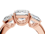 Rose gold Three-Stone Asscher Cut Cut Diamond Ring with Channel Set Band and Four-Prong Setting_11