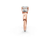 Rose gold Three-Stone Asscher Cut Cut Diamond Ring with Channel Set Band and Four-Prong Setting_33