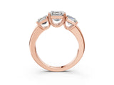 Rose gold Three-Stone Asscher Cut Cut Diamond Ring with Channel Set Band and Four-Prong Setting_34