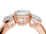 Rose gold Three-Stone Asscher Cut Cut Diamond Ring with Channel Set Band and Four-Prong Setting_35