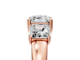 Rose gold Three-Stone Asscher Cut Cut Diamond Ring with Channel Set Band and Four-Prong Setting_36