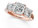 Rose gold Three-Stone Asscher Cut Cut Diamond Ring with Channel Set Band and Four-Prong Setting_8