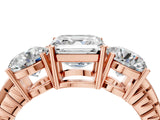 Rose gold Three-Stone Asscher Cut Cut Diamond Ring with Channel-Set Band and Prong Setting_19
