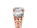 Rose gold Three-Stone Asscher Cut Cut Diamond Ring with Channel-Set Band and Prong Setting_20