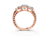 Rose gold Three-Stone Asscher Cut Cut Diamond Ring with Channel-Set Band and Prong Setting_6