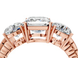 Rose gold Three-Stone Asscher Cut Cut Diamond Ring with Channel-Set Band and Prong Setting_7