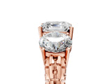 Rose gold Three-Stone Asscher Cut Cut Diamond Ring with Channel-Set Band and Prong Setting_8