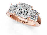 Rose gold Three-Stone Asscher Cut Cut Diamond Ring with Prong Setting and Classic Band_16
