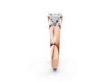 Rose gold Three-Stone Asscher Cut Cut Diamond Ring with Prong Setting and Classic Band_17