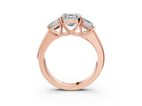 Rose gold Three-Stone Asscher Cut Cut Diamond Ring with Prong Setting and Classic Band_18
