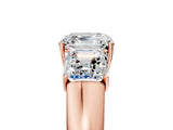 Rose gold Three-Stone Asscher Cut Cut Diamond Ring with Prong Setting and Classic Band_20