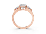 Rose gold Three-Stone Asscher Cut Cut Diamond Ring with Trillion Side Stones on a Split Shank Band_16