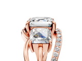 Rose gold Three-Stone Asscher Cut Cut Diamond Split Shank Prong Set Ring_20