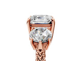 Rose gold Three-Stone Asscher Cut Cut Milgrain Band Prong Setting Ring_14