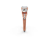 Rose gold Three-Stone Asscher Cut Cut Milgrain Pavé Engagement Ring_21