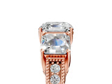 Rose gold Three-Stone Asscher Cut Cut Milgrain Pavé Engagement Ring_24