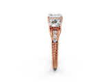 Rose gold Three-Stone Asscher Cut Cut Milgrain Pavé Engagement Ring_9