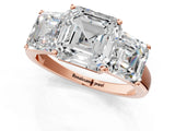 Rose gold Three-Stone Asscher Cut Cut Solitaire Ring with Classic Prong Setting_4