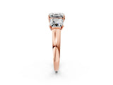 Rose gold Three-Stone Asscher Cut Cut Solitaire Ring with Classic Prong Setting_5
