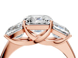 Rose gold Three-Stone Asscher Cut Cut Solitaire Ring with Classic Prong Setting_7