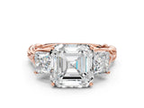 Rose gold Three-Stone Asscher Cut Diamond Braided Band Ring with Four-Prong Setting_58