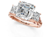 Rose gold Three-Stone Asscher Cut Diamond Braided Band Ring with Four-Prong Setting_59