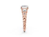 Rose gold Three-Stone Asscher Cut Diamond Braided Band Ring with Four-Prong Setting_60