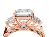 Rose gold Three-Stone Asscher Cut Diamond Braided Band Ring with Four-Prong Setting_62