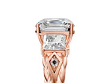 Rose gold Three-Stone Asscher Cut Diamond Braided Band Ring with Four-Prong Setting_63